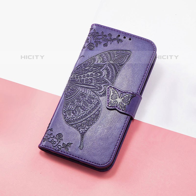 Handytasche Stand Schutzhülle Flip Leder Hülle Schmetterling S01D für Google Pixel 6a 5G Violett