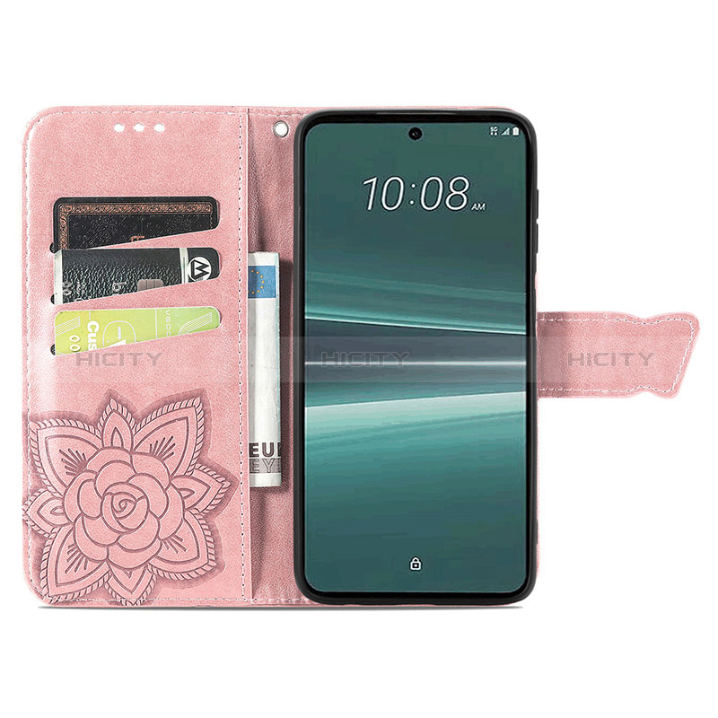 Handytasche Stand Schutzhülle Flip Leder Hülle Schmetterling S01D für HTC U23 5G