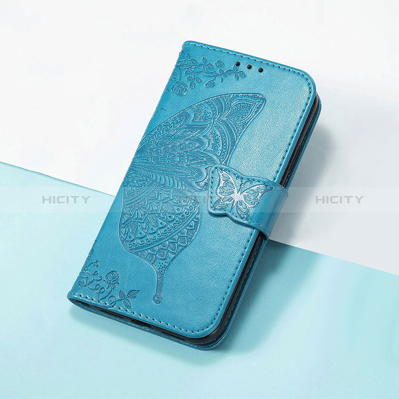 Handytasche Stand Schutzhülle Flip Leder Hülle Schmetterling S01D für Huawei Enjoy 50z Blau