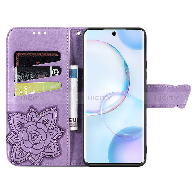 Handytasche Stand Schutzhülle Flip Leder Hülle Schmetterling S01D für Huawei Honor 50 5G groß