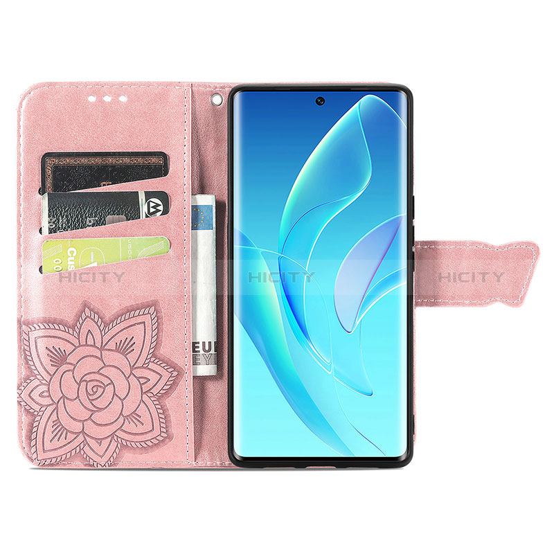 Handytasche Stand Schutzhülle Flip Leder Hülle Schmetterling S01D für Huawei Honor 60 5G groß