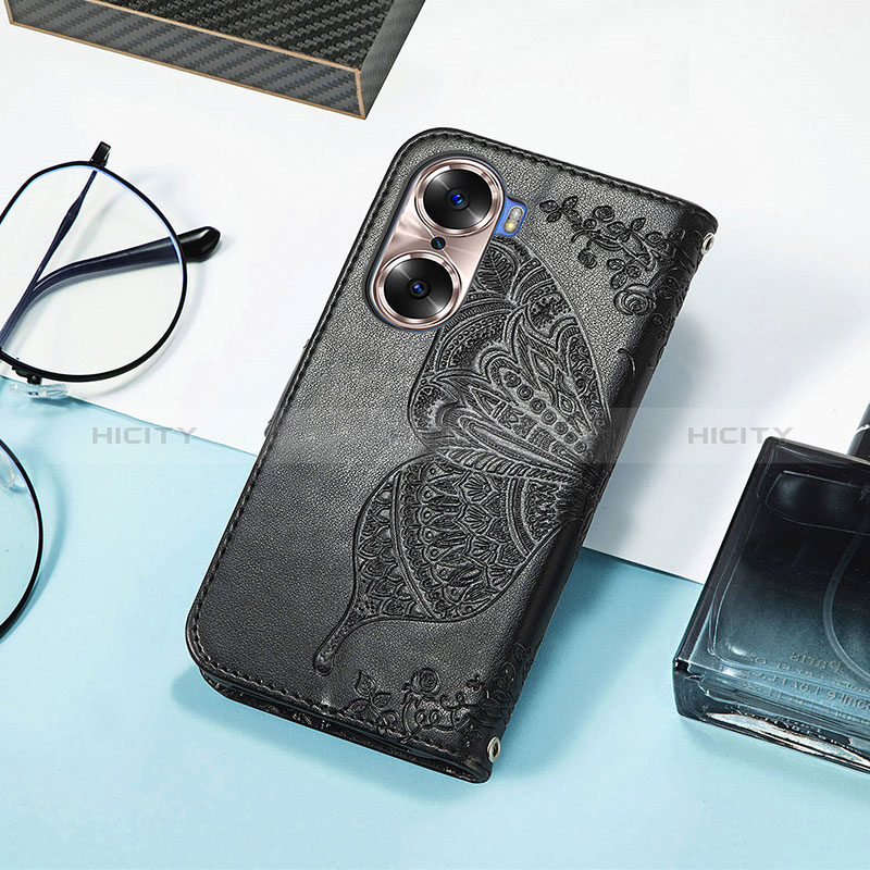 Handytasche Stand Schutzhülle Flip Leder Hülle Schmetterling S01D für Huawei Honor 60 5G groß