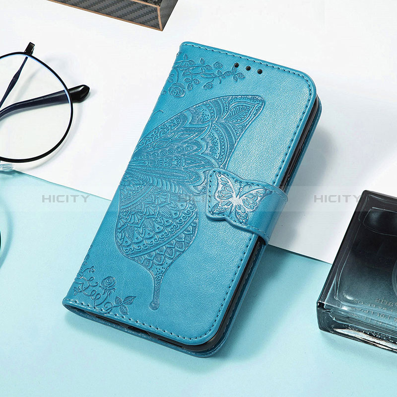 Handytasche Stand Schutzhülle Flip Leder Hülle Schmetterling S01D für Huawei Honor 80 Pro 5G Blau