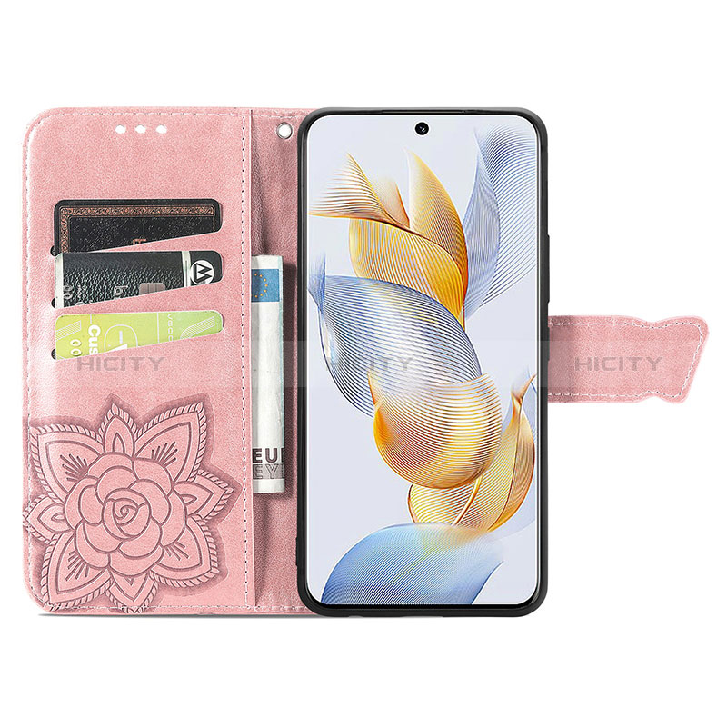 Handytasche Stand Schutzhülle Flip Leder Hülle Schmetterling S01D für Huawei Honor 90 5G groß