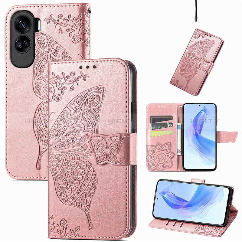 Handytasche Stand Schutzhülle Flip Leder Hülle Schmetterling S01D für Huawei Honor 90 Lite 5G