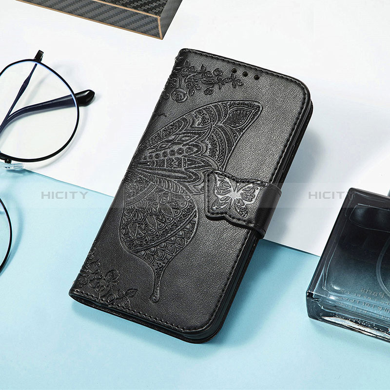 Handytasche Stand Schutzhülle Flip Leder Hülle Schmetterling S01D für Huawei Honor Magic5 Pro 5G Schwarz