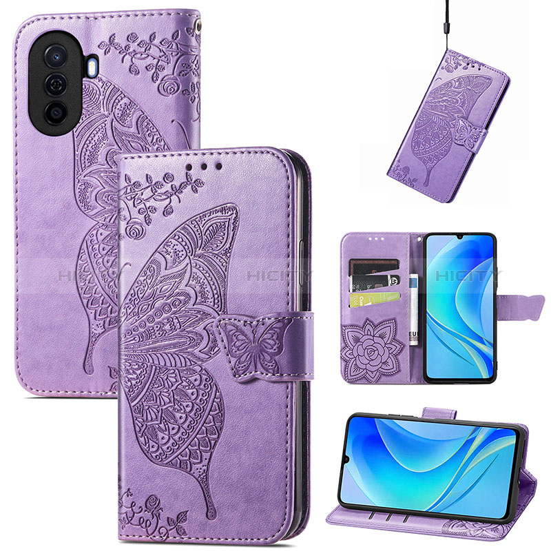 Handytasche Stand Schutzhülle Flip Leder Hülle Schmetterling S01D für Huawei Nova Y70