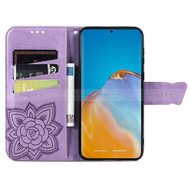 Handytasche Stand Schutzhülle Flip Leder Hülle Schmetterling S01D für Huawei P50 groß