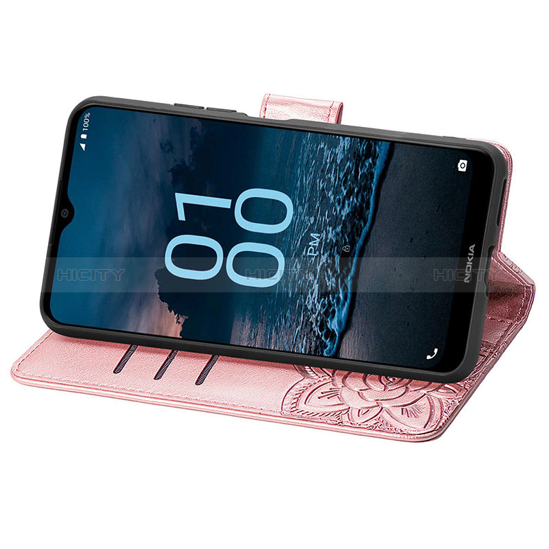 Handytasche Stand Schutzhülle Flip Leder Hülle Schmetterling S01D für Nokia G100 groß