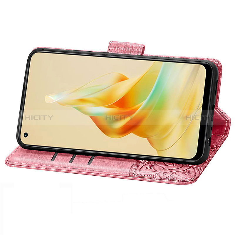 Handytasche Stand Schutzhülle Flip Leder Hülle Schmetterling S01D für Oppo Reno8 T 4G groß