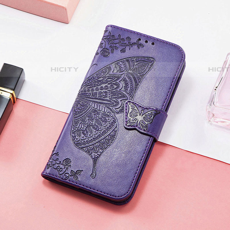 Handytasche Stand Schutzhülle Flip Leder Hülle Schmetterling S01D für Samsung Galaxy F13 4G Violett