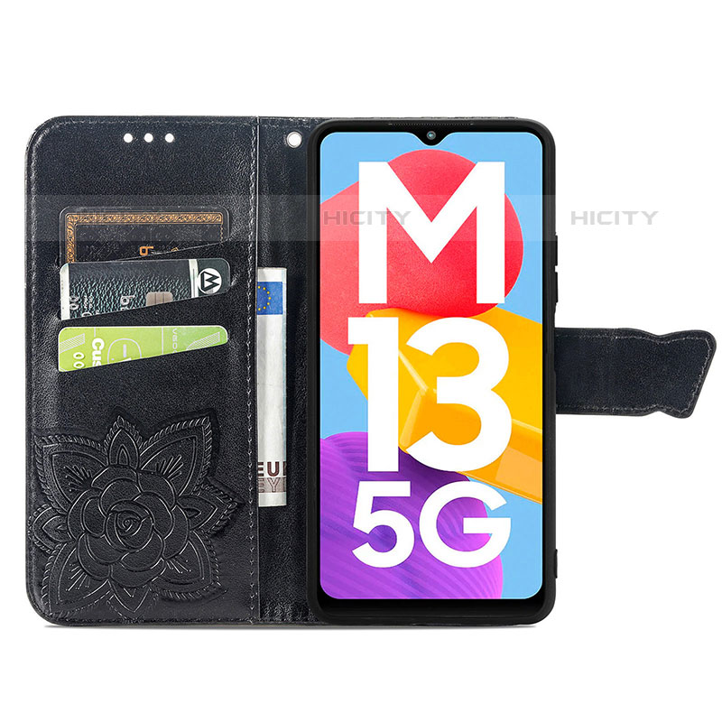 Handytasche Stand Schutzhülle Flip Leder Hülle Schmetterling S01D für Samsung Galaxy M13 5G