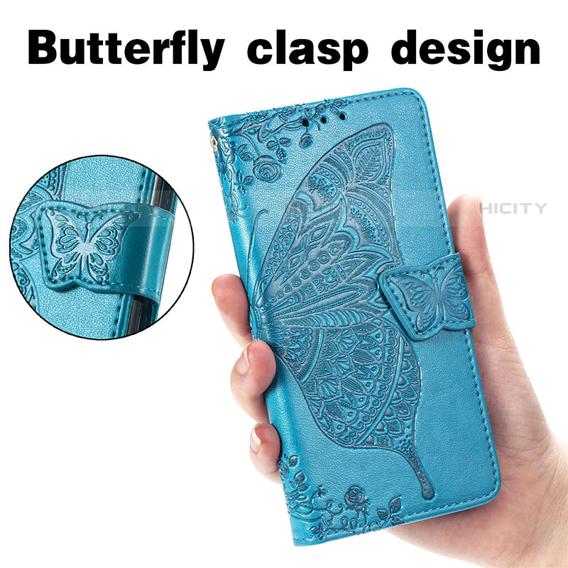 Handytasche Stand Schutzhülle Flip Leder Hülle Schmetterling S01D für Samsung Galaxy S23 Ultra 5G