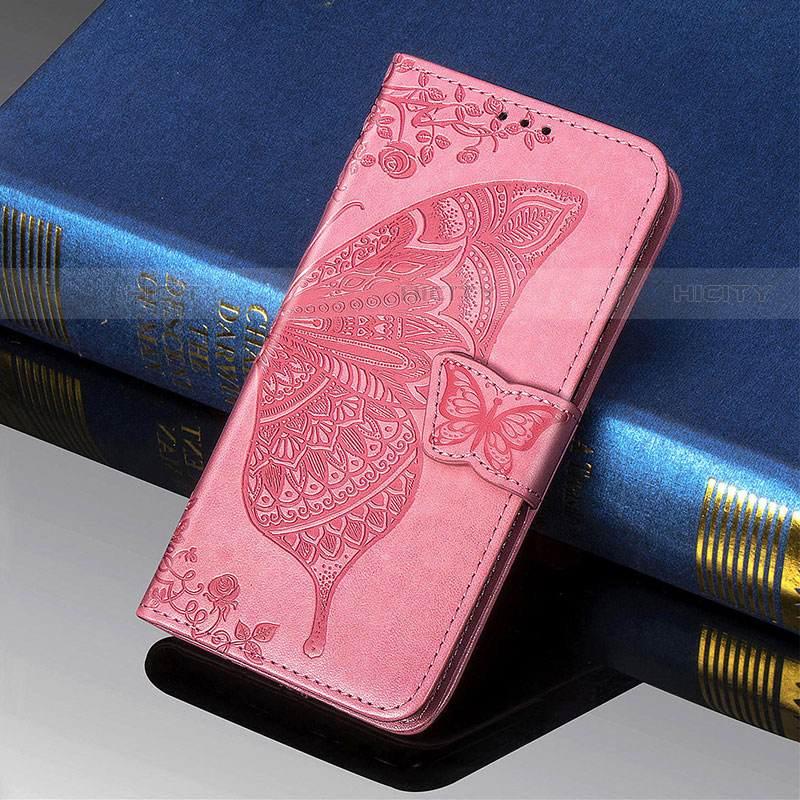 Handytasche Stand Schutzhülle Flip Leder Hülle Schmetterling S01D für Samsung Galaxy S23 Ultra 5G Pink Plus