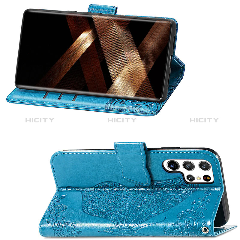 Handytasche Stand Schutzhülle Flip Leder Hülle Schmetterling S01D für Samsung Galaxy S24 Ultra 5G groß