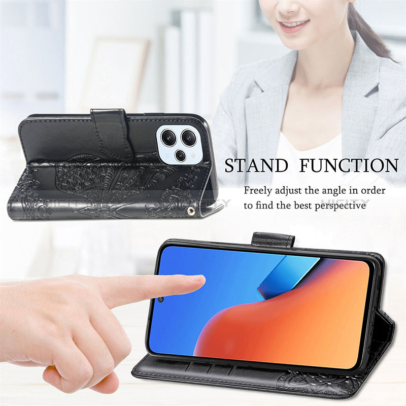 Handytasche Stand Schutzhülle Flip Leder Hülle Schmetterling S01D für Xiaomi Redmi 12 4G