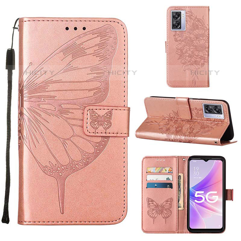 Handytasche Stand Schutzhülle Flip Leder Hülle Schmetterling Y01B für OnePlus Nord N300 5G Rosegold