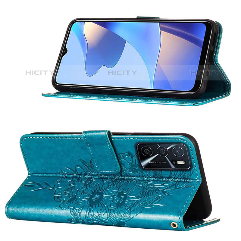 Handytasche Stand Schutzhülle Flip Leder Hülle Schmetterling Y01B für Oppo A54s groß