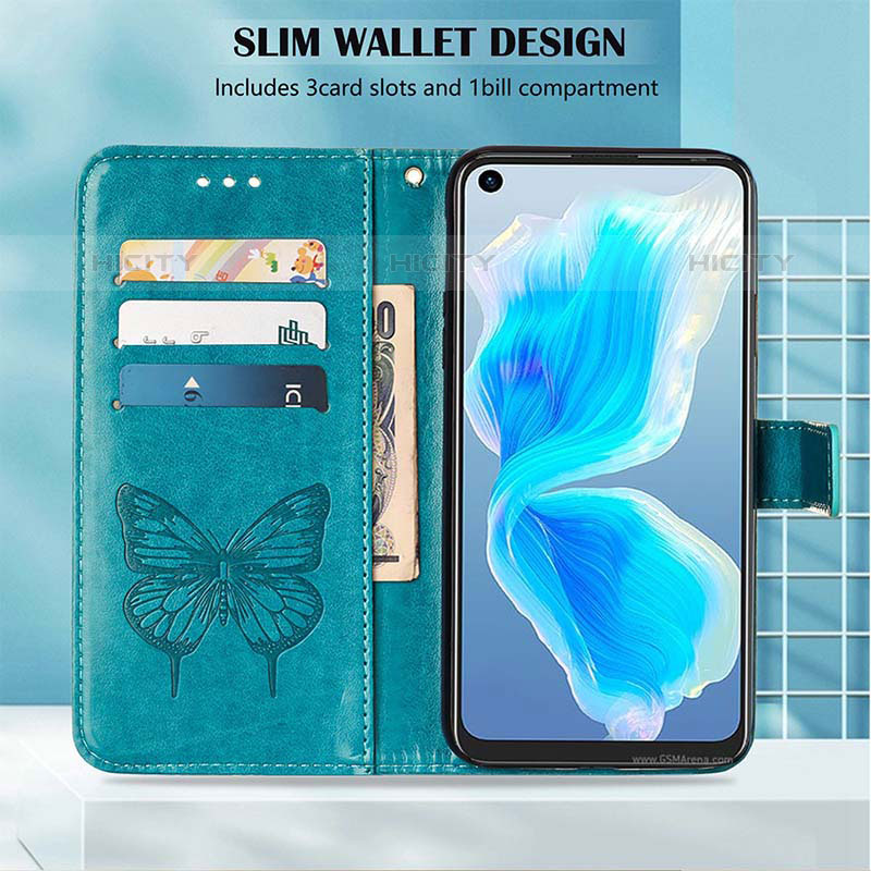 Handytasche Stand Schutzhülle Flip Leder Hülle Schmetterling Y01B für Oppo A55S 5G groß