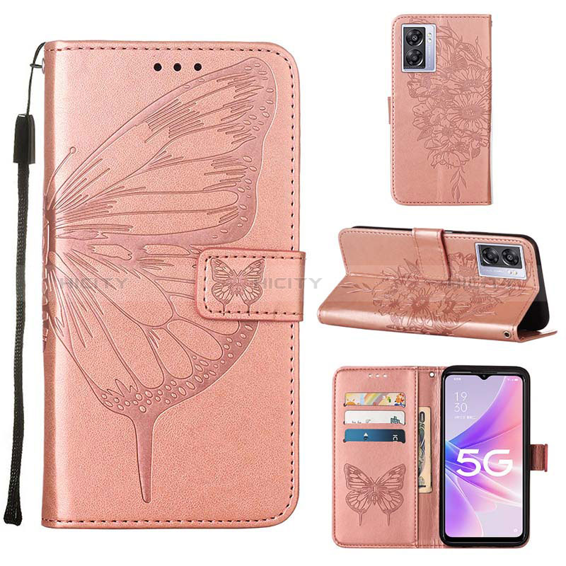 Handytasche Stand Schutzhülle Flip Leder Hülle Schmetterling Y01B für Oppo A56S 5G groß