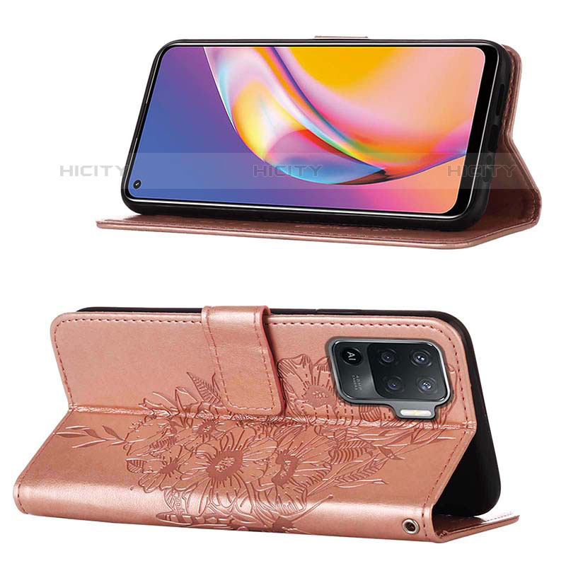 Handytasche Stand Schutzhülle Flip Leder Hülle Schmetterling Y01B für Oppo F19 Pro groß