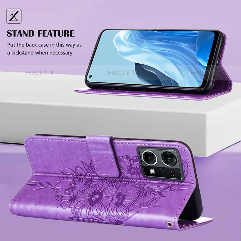 Handytasche Stand Schutzhülle Flip Leder Hülle Schmetterling Y01B für Oppo F21 Pro 4G groß