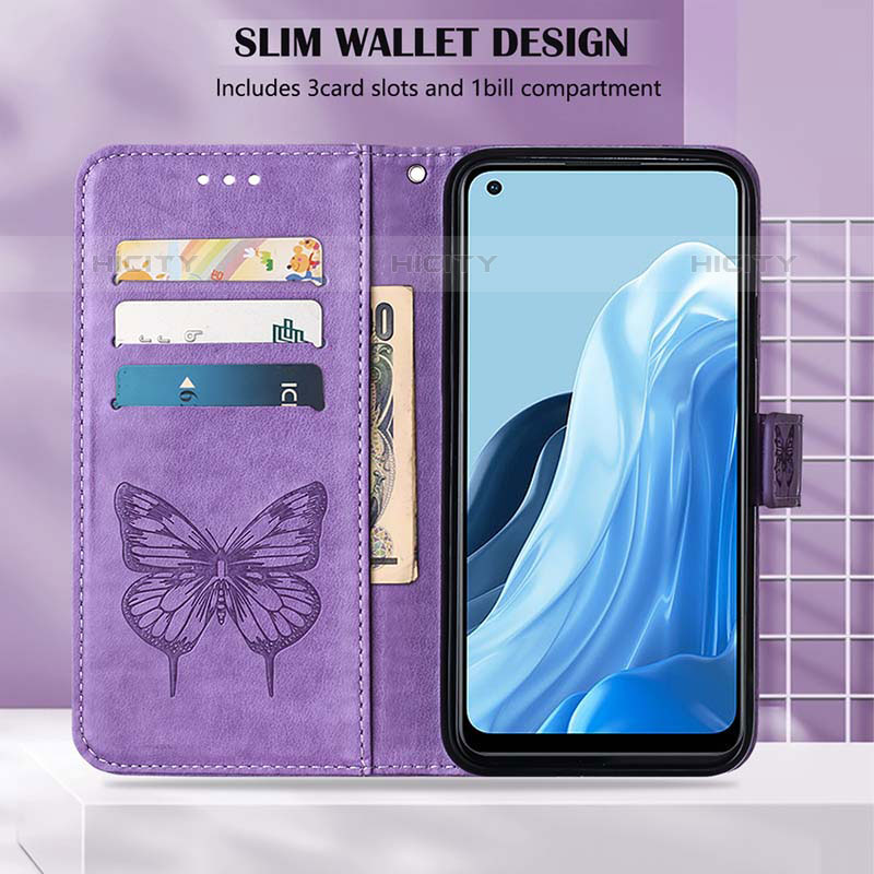 Handytasche Stand Schutzhülle Flip Leder Hülle Schmetterling Y01B für Oppo F21s Pro 4G groß