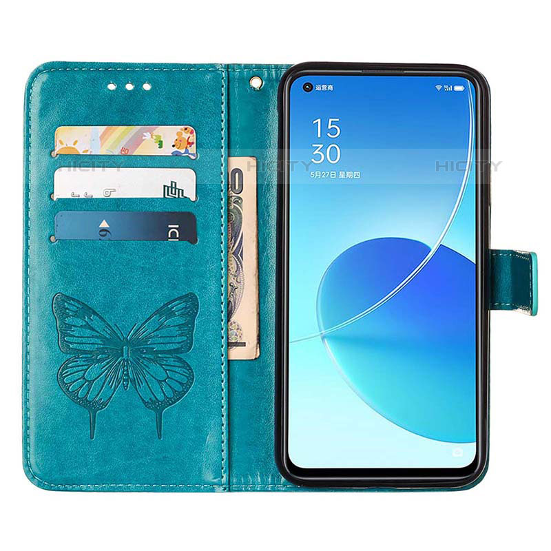 Handytasche Stand Schutzhülle Flip Leder Hülle Schmetterling Y01B für Oppo Reno6 Pro 5G groß