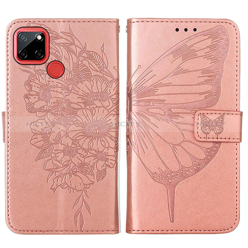 Handytasche Stand Schutzhülle Flip Leder Hülle Schmetterling Y01B für Realme 7i RMX2193 Rosegold