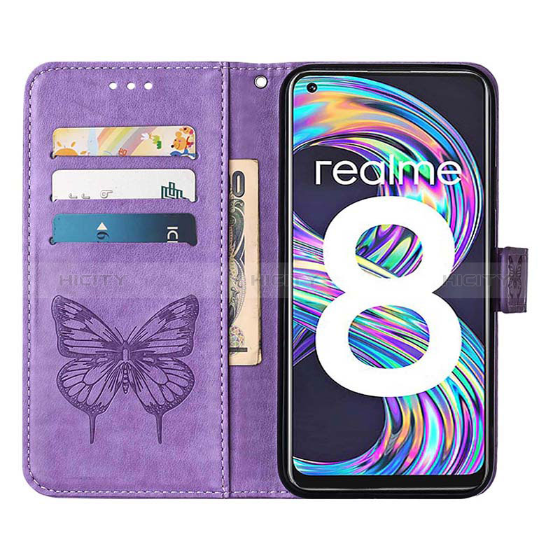 Handytasche Stand Schutzhülle Flip Leder Hülle Schmetterling Y01B für Realme 8 4G