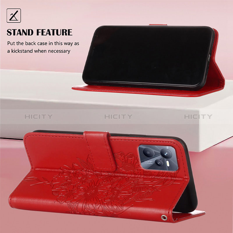 Handytasche Stand Schutzhülle Flip Leder Hülle Schmetterling Y01B für Realme C35 groß