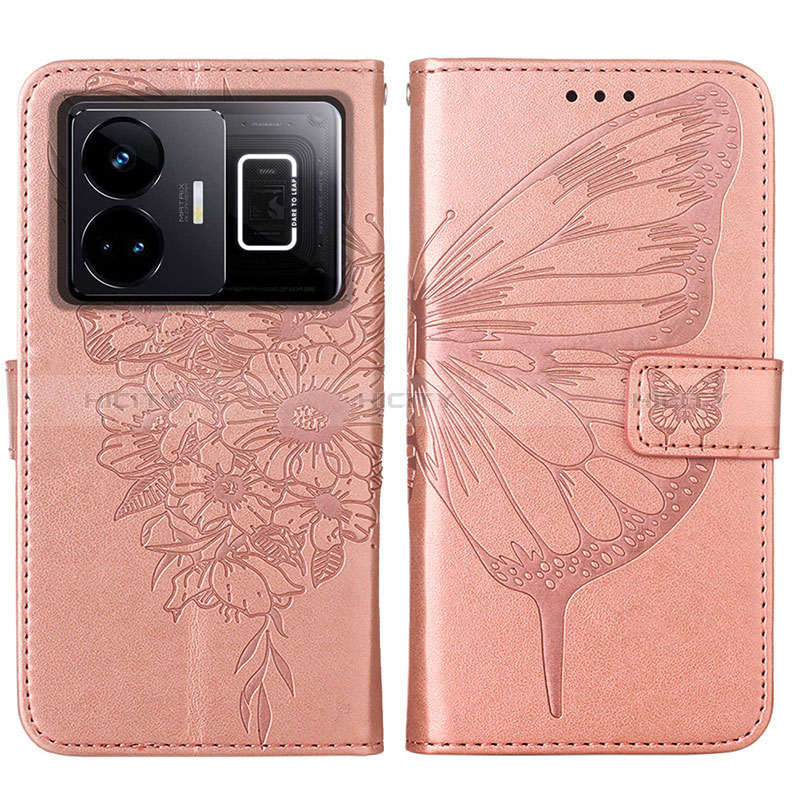 Handytasche Stand Schutzhülle Flip Leder Hülle Schmetterling Y01B für Realme GT Neo5 240W 5G Rosegold