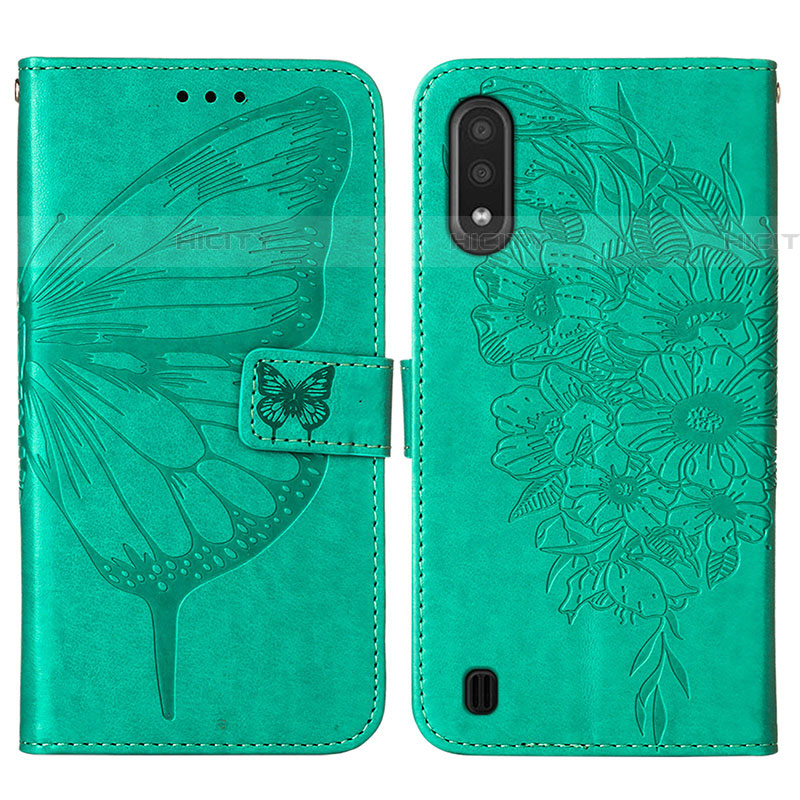 Handytasche Stand Schutzhülle Flip Leder Hülle Schmetterling Y01B für Samsung Galaxy A01 SM-A015 groß