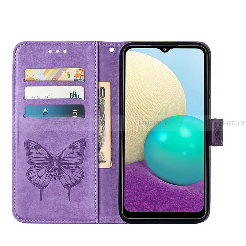 Handytasche Stand Schutzhülle Flip Leder Hülle Schmetterling Y01B für Samsung Galaxy A02 groß