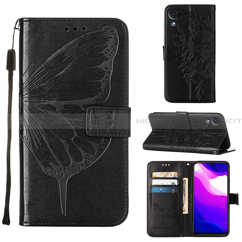 Handytasche Stand Schutzhülle Flip Leder Hülle Schmetterling Y01B für Samsung Galaxy A03 Core groß