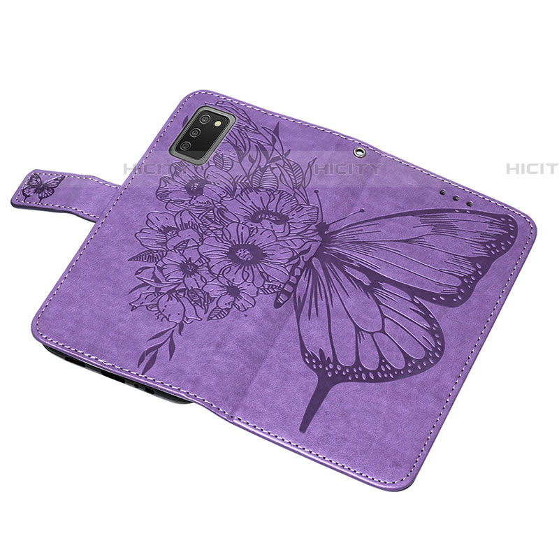 Handytasche Stand Schutzhülle Flip Leder Hülle Schmetterling Y01B für Samsung Galaxy A03s groß