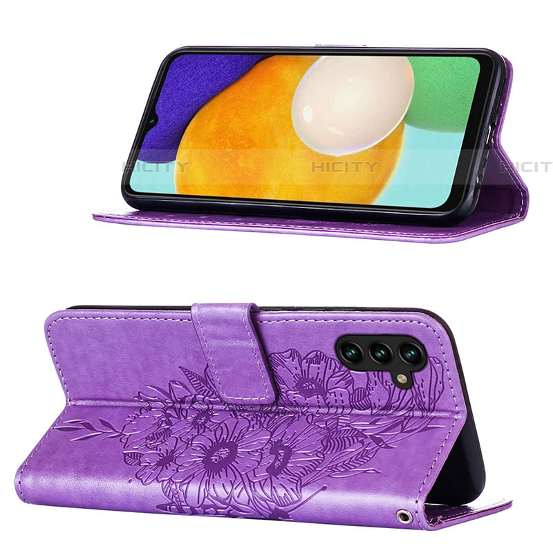 Handytasche Stand Schutzhülle Flip Leder Hülle Schmetterling Y01B für Samsung Galaxy A04s groß