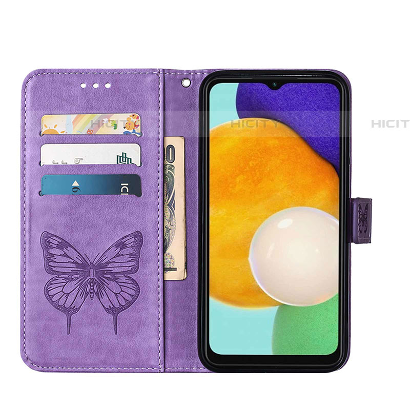 Handytasche Stand Schutzhülle Flip Leder Hülle Schmetterling Y01B für Samsung Galaxy A04s groß