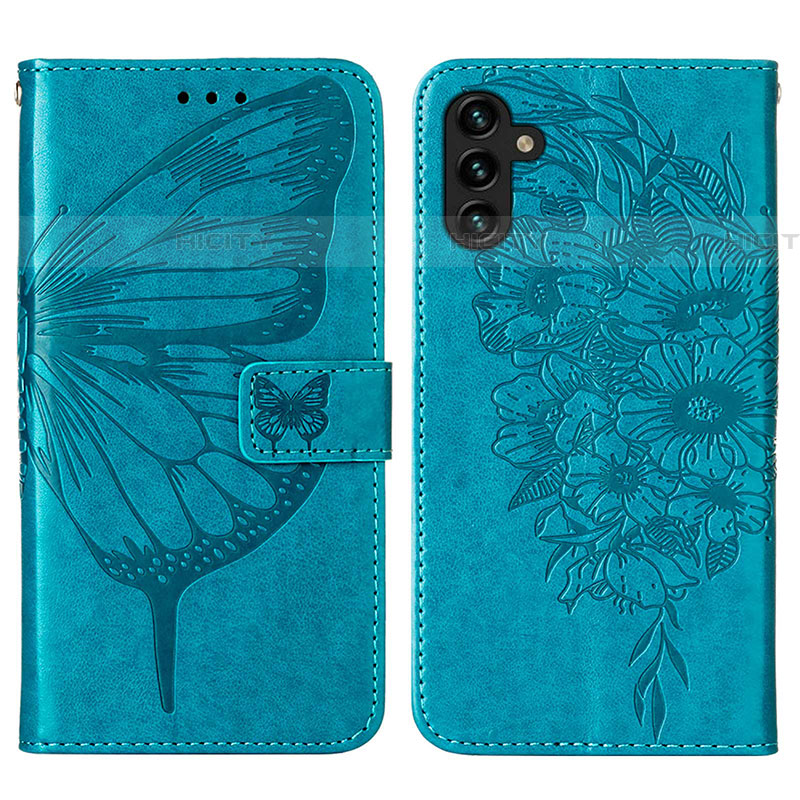 Handytasche Stand Schutzhülle Flip Leder Hülle Schmetterling Y01B für Samsung Galaxy A04s groß