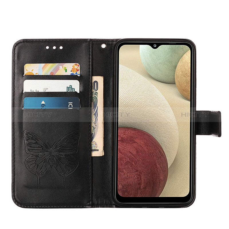 Handytasche Stand Schutzhülle Flip Leder Hülle Schmetterling Y01B für Samsung Galaxy A12 Nacho groß