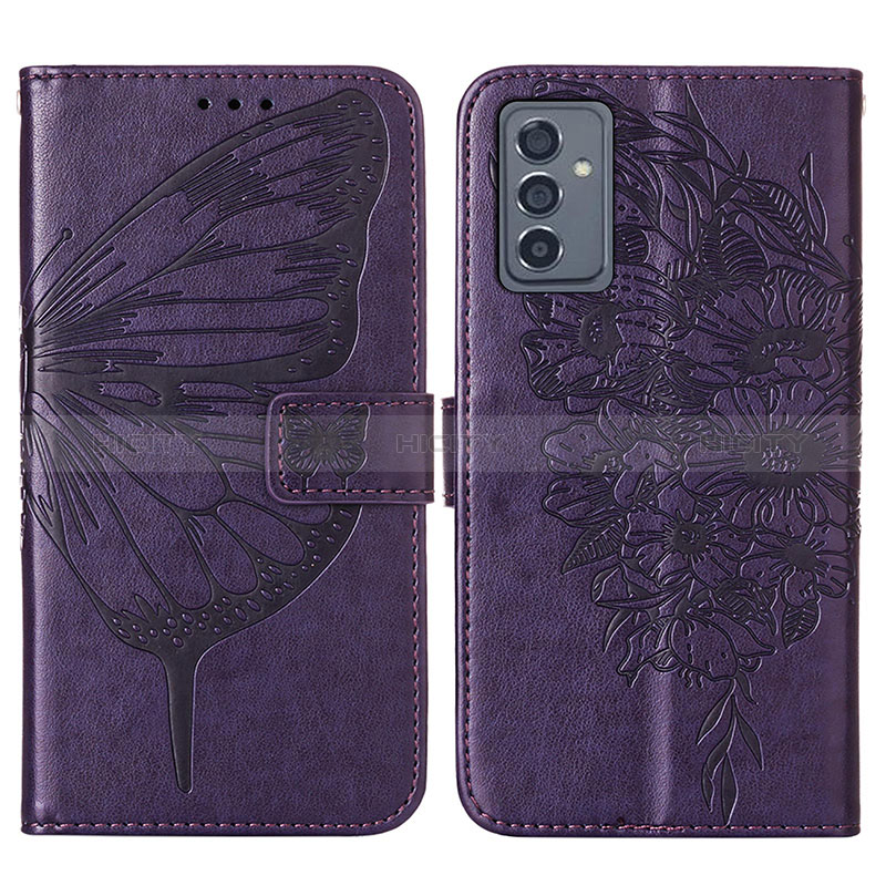 Handytasche Stand Schutzhülle Flip Leder Hülle Schmetterling Y01B für Samsung Galaxy A15 4G Violett