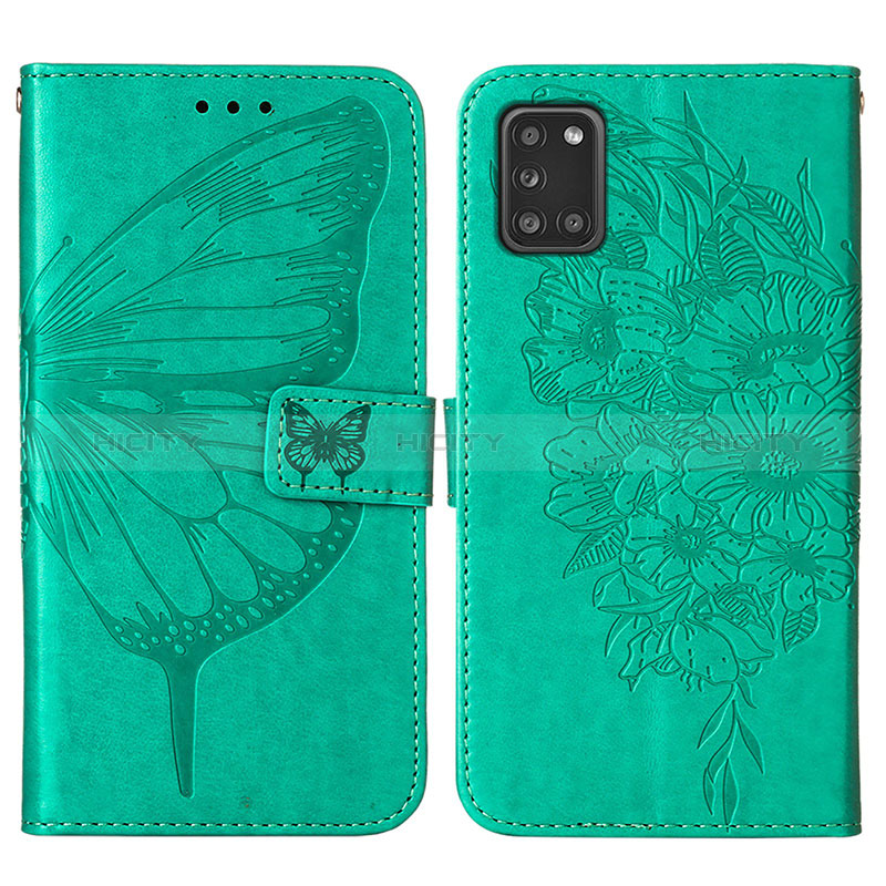 Handytasche Stand Schutzhülle Flip Leder Hülle Schmetterling Y01B für Samsung Galaxy A21s Grün