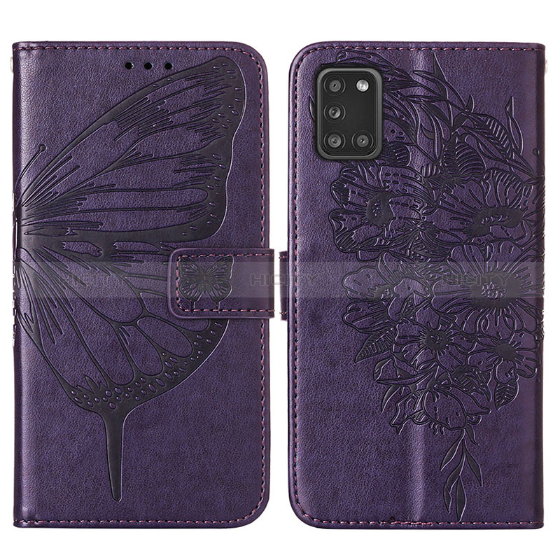 Handytasche Stand Schutzhülle Flip Leder Hülle Schmetterling Y01B für Samsung Galaxy A21s Violett