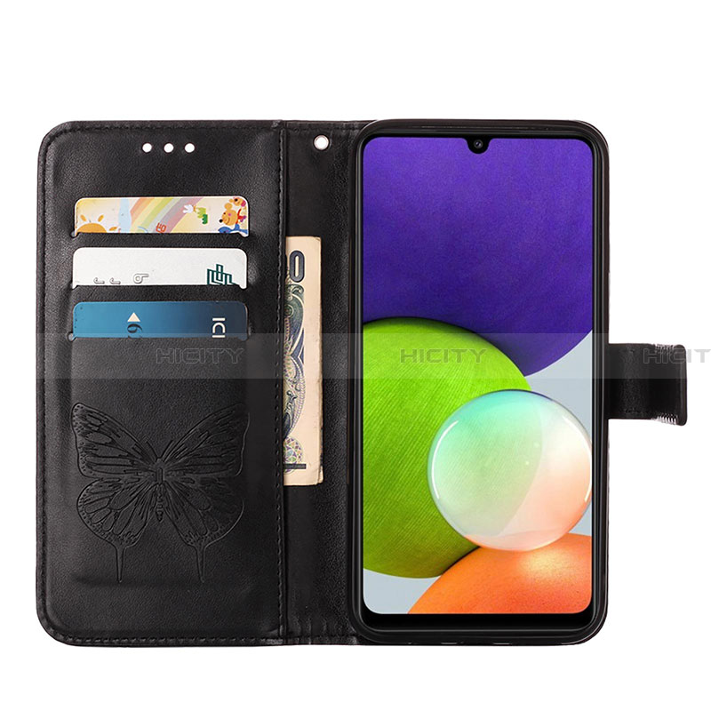 Handytasche Stand Schutzhülle Flip Leder Hülle Schmetterling Y01B für Samsung Galaxy A22 4G