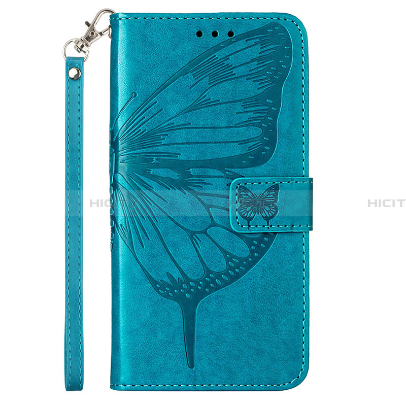 Handytasche Stand Schutzhülle Flip Leder Hülle Schmetterling Y01B für Samsung Galaxy A23 4G Blau