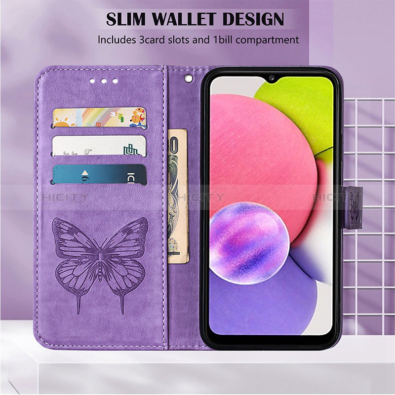 Handytasche Stand Schutzhülle Flip Leder Hülle Schmetterling Y01B für Samsung Galaxy A23 5G