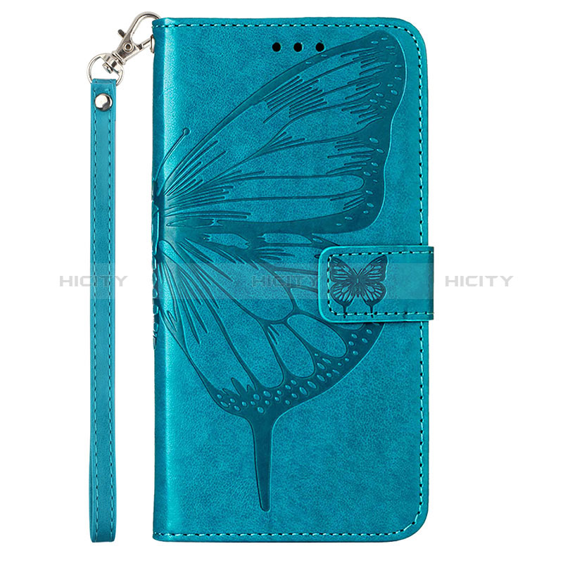 Handytasche Stand Schutzhülle Flip Leder Hülle Schmetterling Y01B für Samsung Galaxy A23 5G Blau