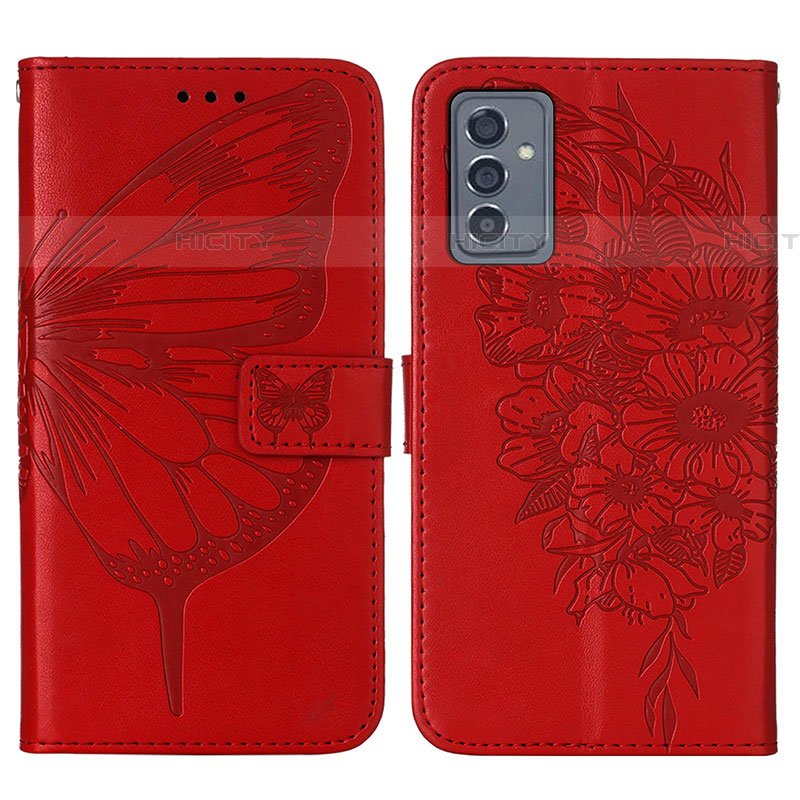 Handytasche Stand Schutzhülle Flip Leder Hülle Schmetterling Y01B für Samsung Galaxy A24 4G Rot