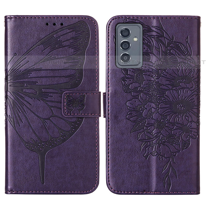 Handytasche Stand Schutzhülle Flip Leder Hülle Schmetterling Y01B für Samsung Galaxy A25 5G Violett