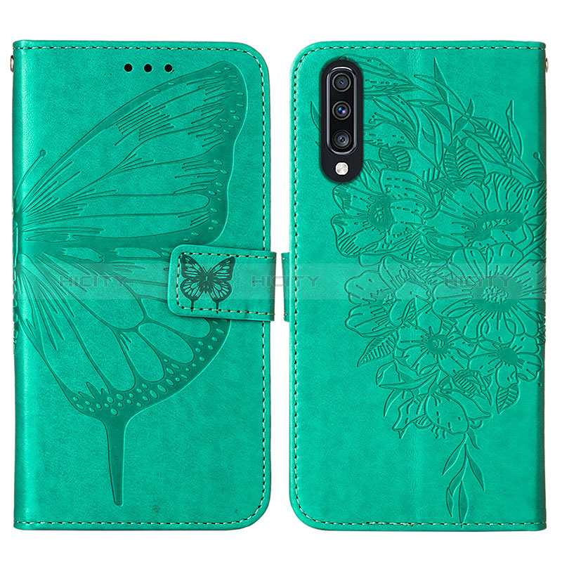 Handytasche Stand Schutzhülle Flip Leder Hülle Schmetterling Y01B für Samsung Galaxy A30S Grün